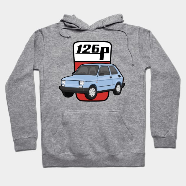 126P Car maluch 126 light blue Hoodie by creative.z